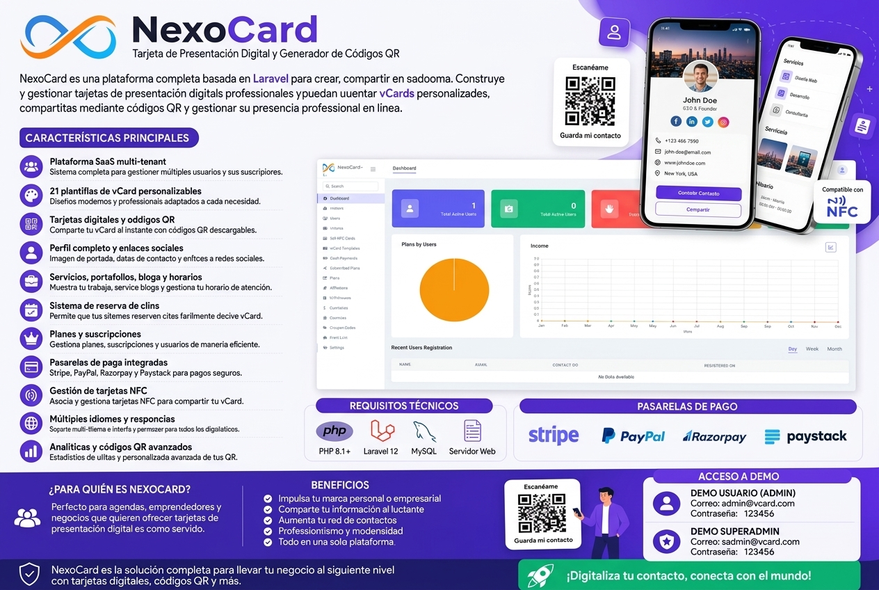 NexoCard – Creador de Tarjetas de Presentación Digitales y Códigos QR