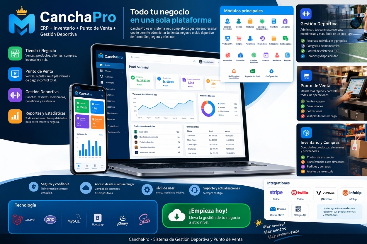 CanchaPro - Sistema de Gestión Deportiva y Punto de Venta