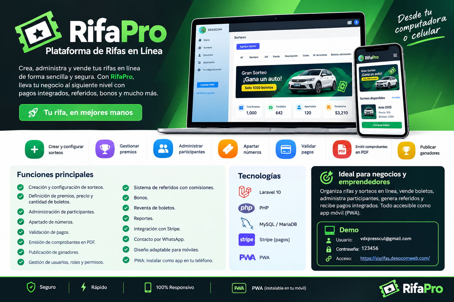 Sistema de Rifas Online con Panel Administrativo