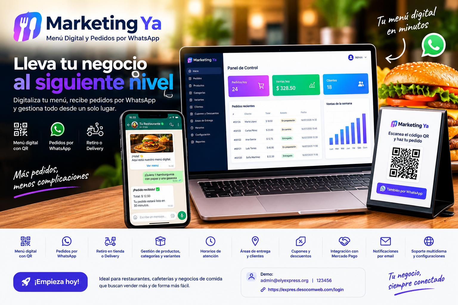 Marketing Ya – Plataforma de Pedidos por WhatsApp y Menú QR